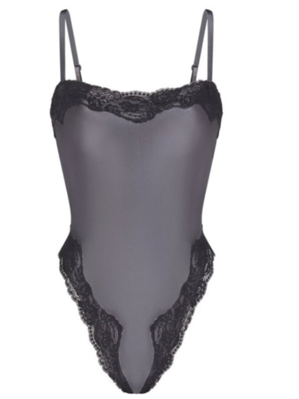 NWT SKIMS LACE SWIM CAMI ONE PIECE SWIMSUCE GUNMETAL S